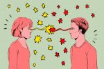 in an article about the female gaze, a man and woman staring at each other