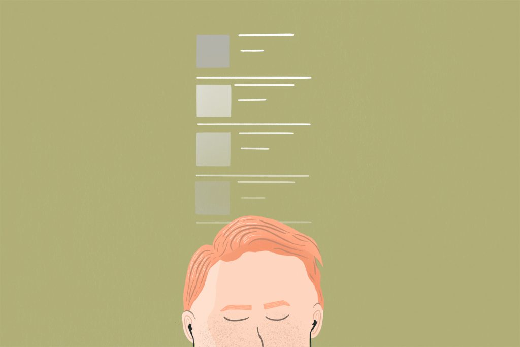 illustration of a person listening to a playlist