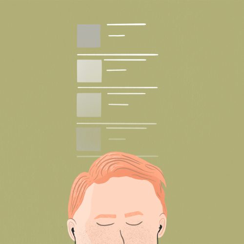 illustration of a person listening to a playlist