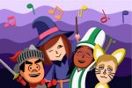 ilustration of costumed characters in Miitopia