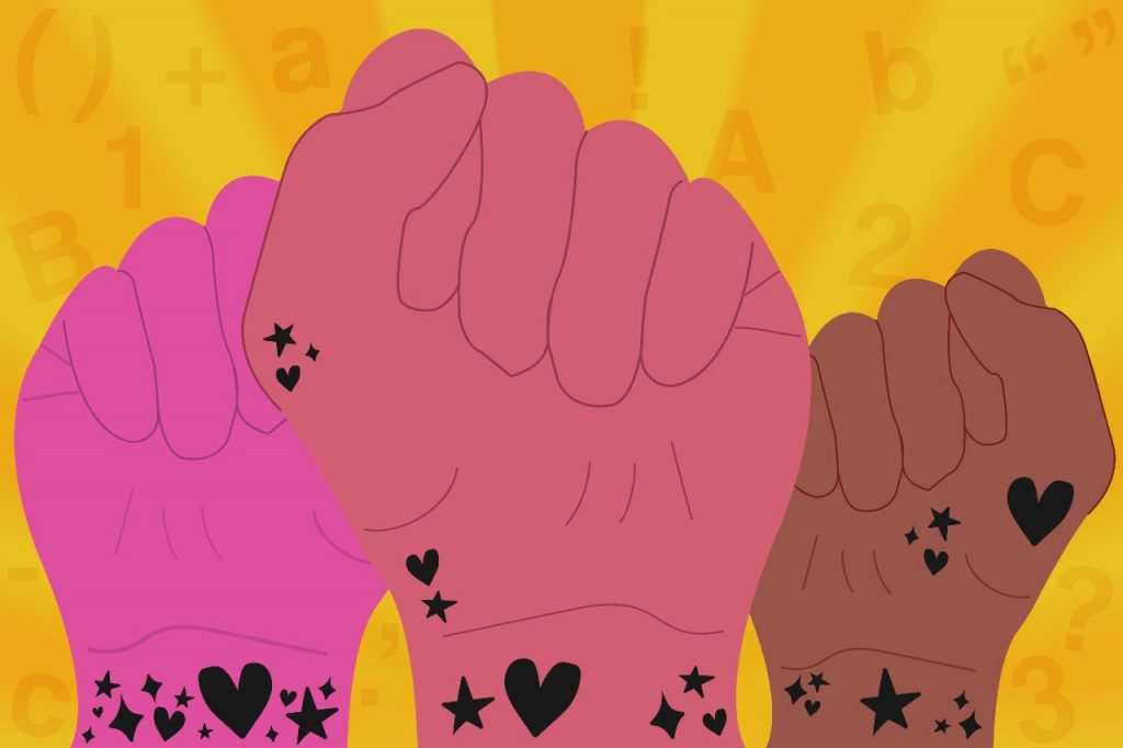 Fists raised for "Moxie"