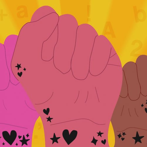 Fists raised for "Moxie"