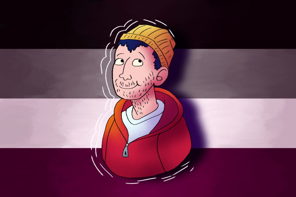 An illustration of Todd Chavez from BoJack Horseman in an article about asexual characters. (Illustration by Lucas DeJesus, Montserrat College of Art)