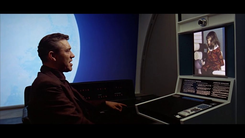 for an article about science fiction predictions, screenshot of the video call from 2001 a space odyssey