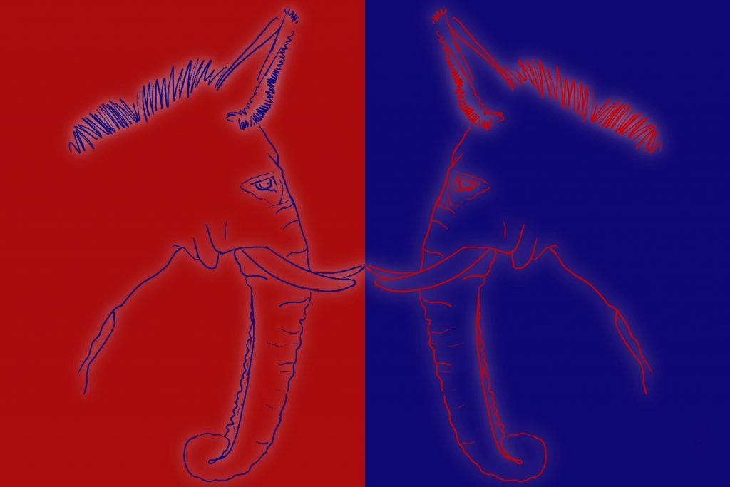 Illustration of the two political parties in America.