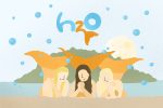 An illustration of the cover of the television show H2O: Just Add Water for an article about remembering this old series. (Illustration by Sonja Vasiljeva, San Jose State University)