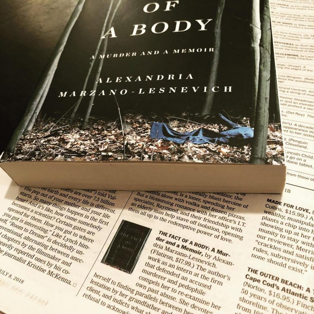 a copy of The Fact of a Body: A Murder and Memoir