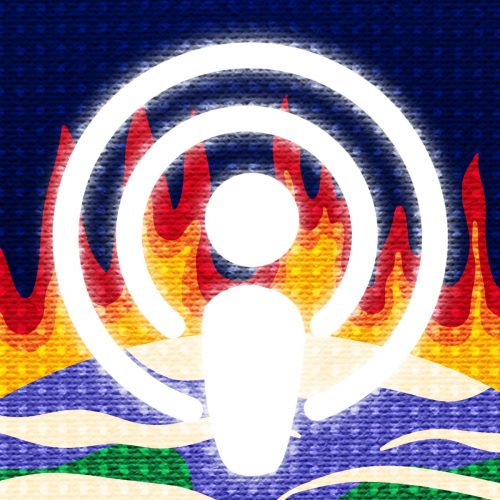 An imaginative illustration of climate change podcasts.