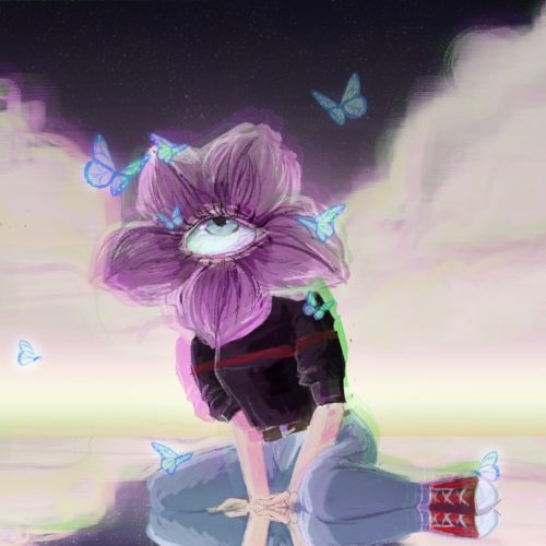 illustration of a flower with an eyeball and butterflies in an article about Dreamcore
