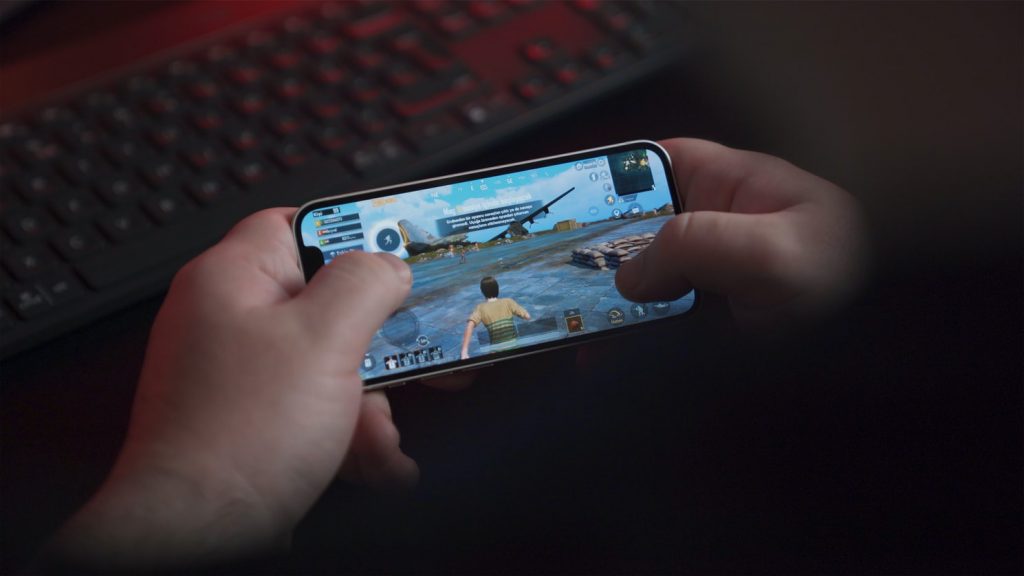 someone gaming on a smartphone