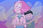 Illustration of Pearl from Steven universe being hugged