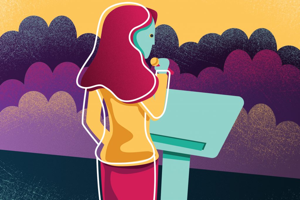 An illustration of someone giving a presentation