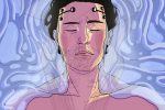 An an article about 'Reminiscence,' an image of a character attached to the Reminiscence machine