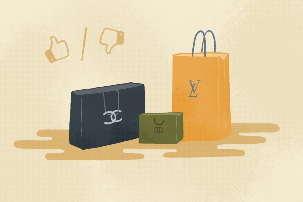 An illustration of pieces from designer brands.