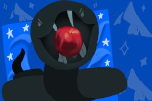 An illustration depicting a snake biting into an apple represents Evil, a show about the battle between science and religion. The snake imagery evokes the Garden of Eden according to Catholic doctrine.