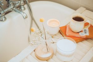 in an article about relaxing after a hard day, a bathtub