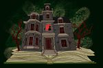 In an article about Ted Dekker an illustration of a haunted house popping out of a book