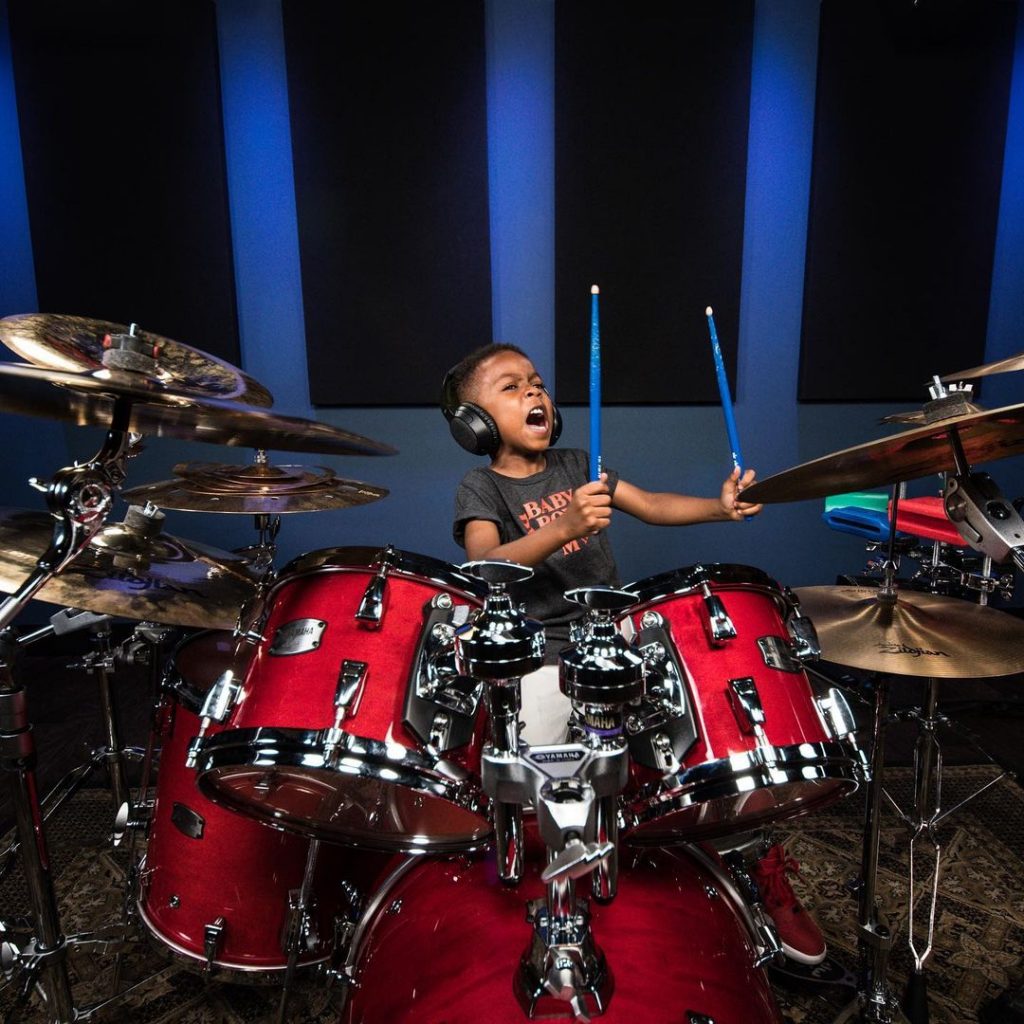 Justin Wilson II playing drums