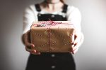 A woman holding a gift