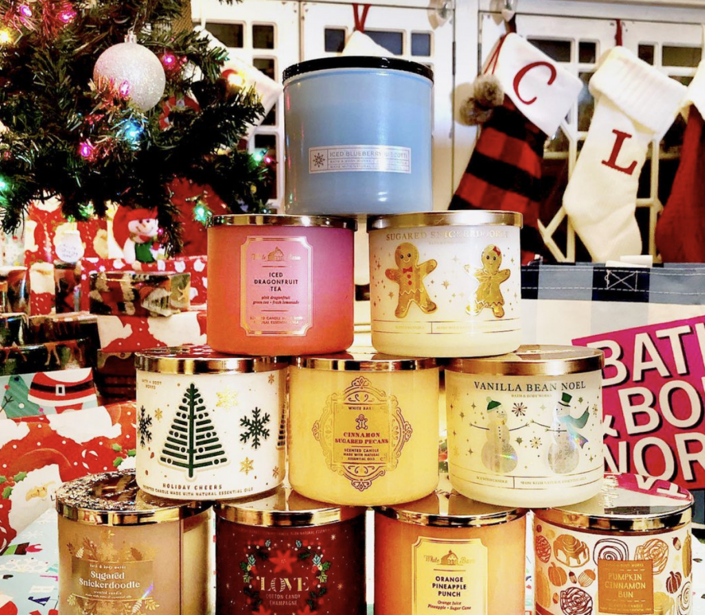Bath and Body Works candles are often Christmas-themed