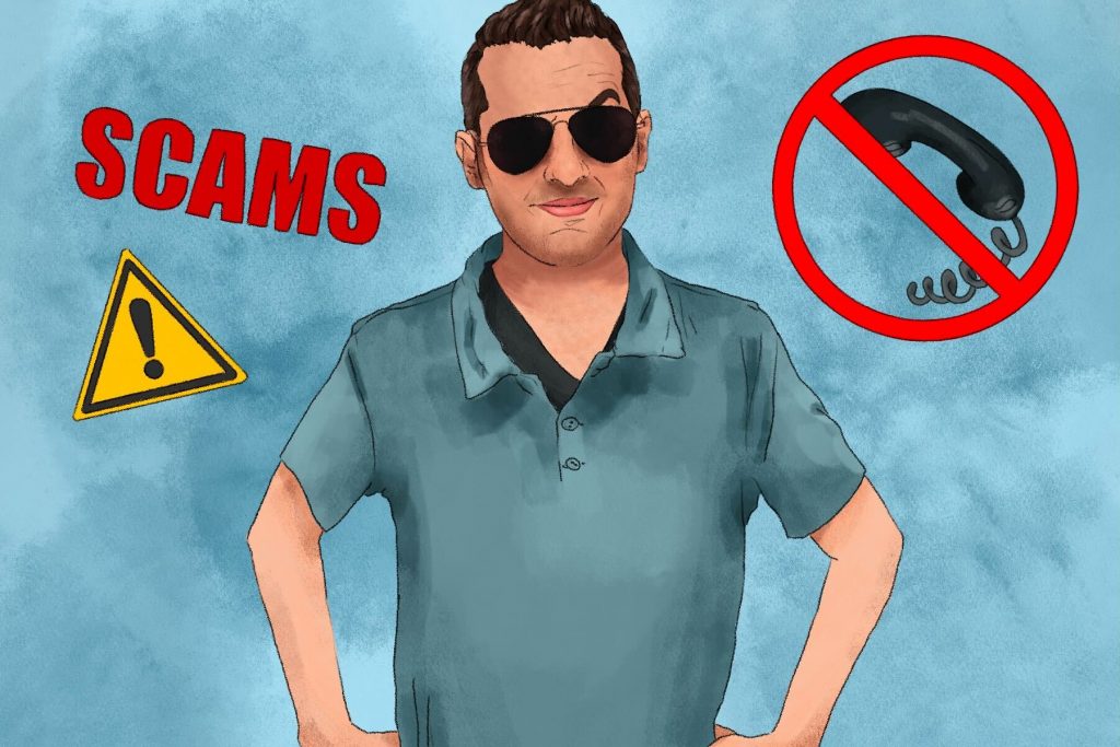 Illustration of Kitboga in an article about scams