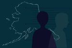 A mugshot over an outline of the state of Alaska