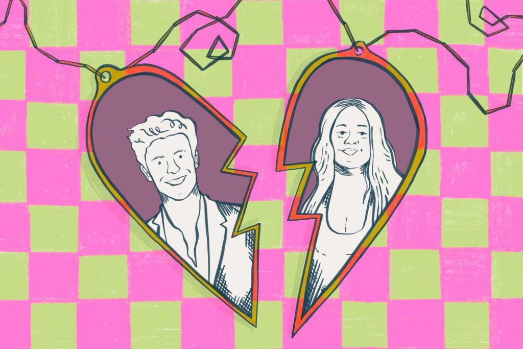In an article about the song It'll Be Okay an illustration of Shawn Mendes and Camila Cabello on a broken heart necklace