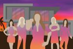 The Selling Sunset women stand in front of a house