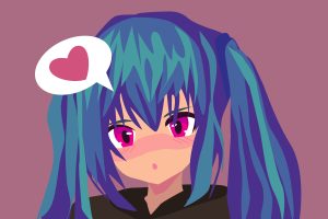 Illustration of girl from dating sims.