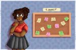 in an article about weekly resolutions, someone standing next to a corkboard with post-its stuck into it
