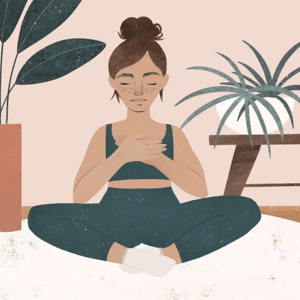 illustration of empaths meditating in pink room