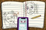 A picture of faces drawn in a high school notebook