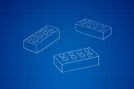 in article about Lego Architecture sets, an illustration of three Lego blocks
