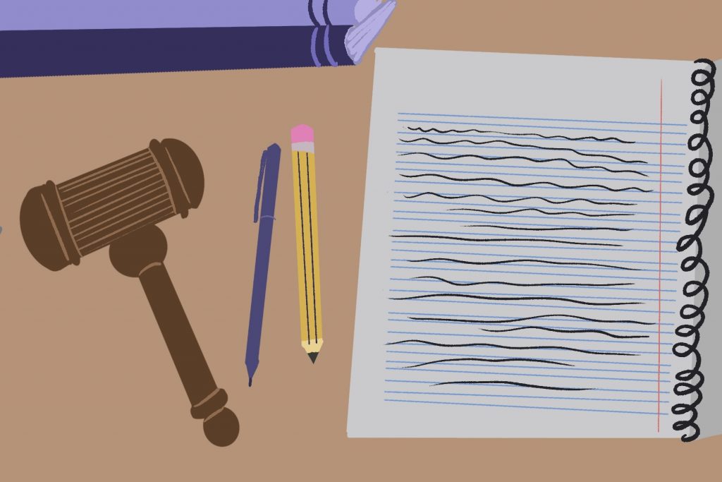 An illustration of items you will see in law school.
