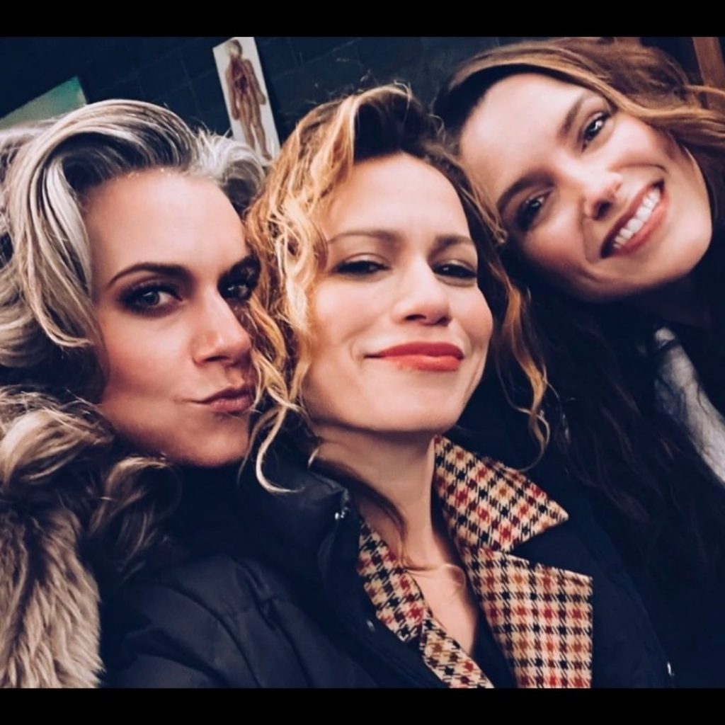 the three hosts of the Drama Queens podcast