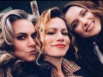 the three hosts of the Drama Queens podcast