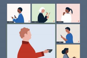 Illustration of Zoom screen in article about social media