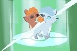 An illustration of a Pokémon and its regional form