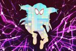 into the spider verse 2 shows pixelized spider man