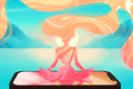 An artistic rendition of the meditation app, Superhuman.