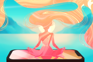 An artistic rendition of the meditation app, Superhuman.