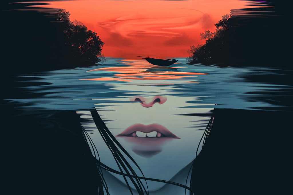 Kya, from Where the Crawdads Sing, super imposed over swamp image.