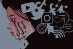 Image depicts young girl struggling with mental illness online.
