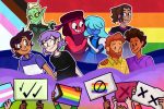 An illustration of LGBT characters featured in children's TV shows