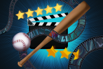 in article about designated hitter rule, a baseball bat and a baseball in front of a clap board