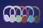 An illustration of Apple's latest AirPod headphones.