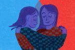 a person hugging a mirrored image of their self showing self-love