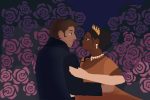 An illustration of Anthony and Kate from Bridgerton.