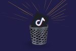 An illustration of the TikTok logo being thrown into the trash can.