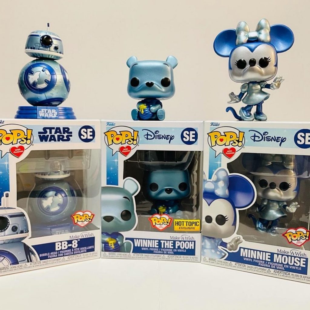 three Funko Pops